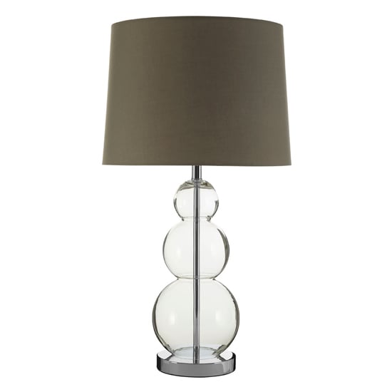 Read more about Lukano grey fabric shade table lamp with glass metal base