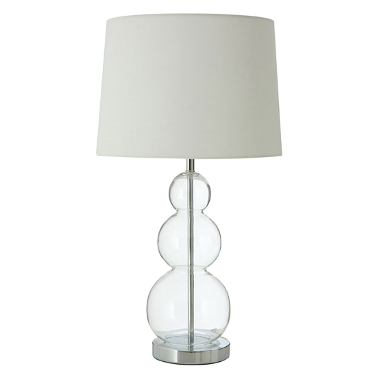 Product photograph of Lukano White Fabric Shade Table Lamp With Glass Metal Base from Furniture in Fashion