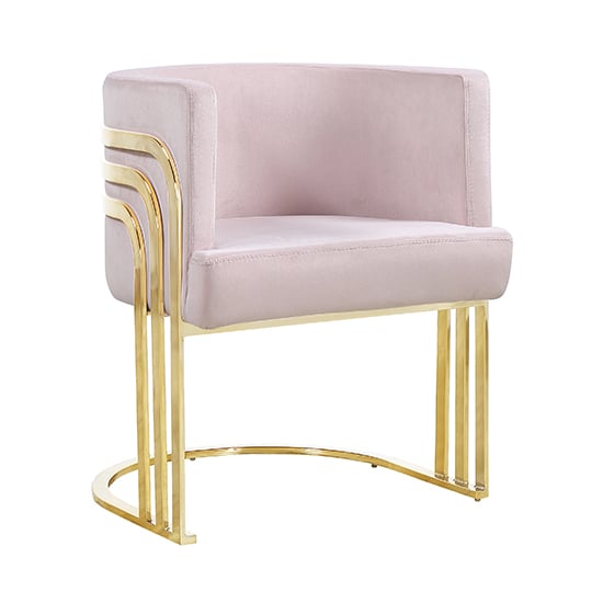 Lula Pink Velvet Dining Chairs In Pair With Gold Legs | Sale