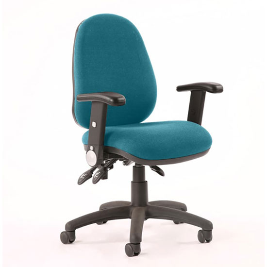 Luna III Office Chair In Maringa Teal With Adjustable Arms ...