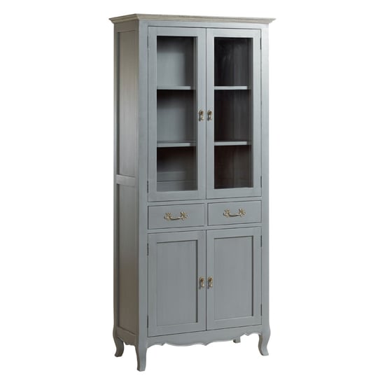 Read more about Luria wooden display cabinet with 4 doors and 2 drawers in grey