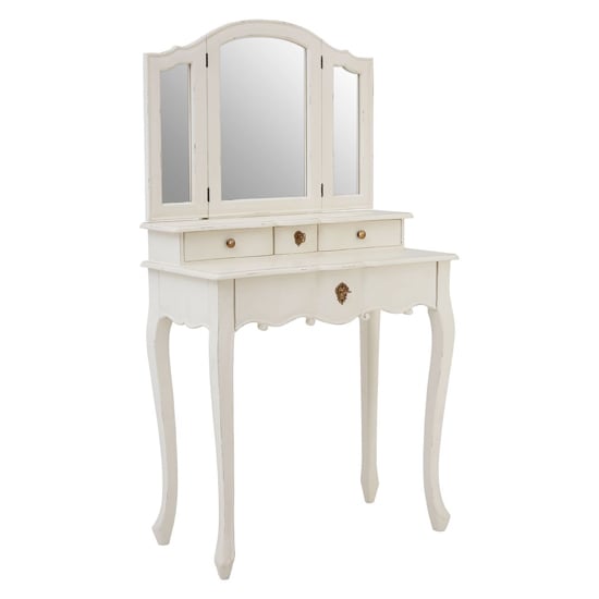 Product photograph of Luria Wooden Dressing Table With Mirror In White from Furniture in Fashion