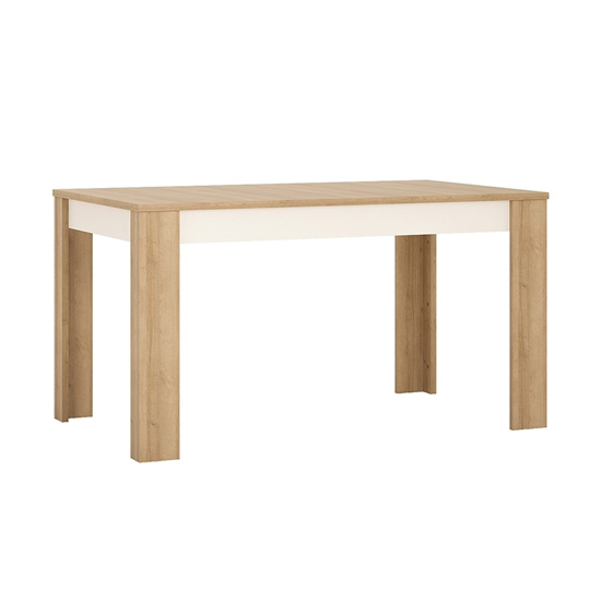 Photo of Lyco medium extending wooden dining table in oak white gloss