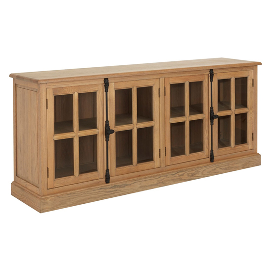 Product photograph of Lyox Wooden 4 Glass Doors Sideboard In Natural from Furniture in Fashion