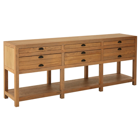 Product photograph of Lyox Wooden 6 Drawers Sideboard In Natural from Furniture in Fashion