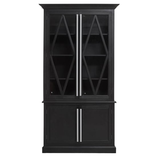 Lyox Wooden Display Cabinet In Matt Black With 4 Doors 