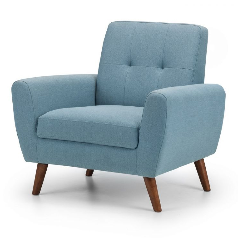 Product photograph of Macia Fabric 1 Seater Sofa With Wooden Legs In Blue from Furniture in Fashion