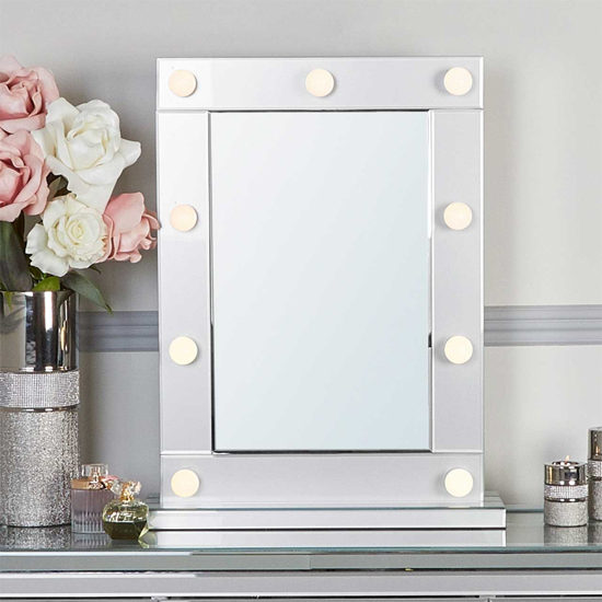 Photo of Mack dressing vanity mirror in grey with led bulbs