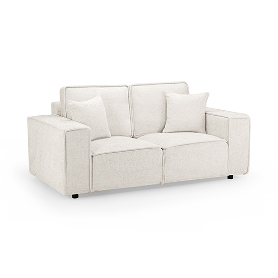 Product photograph of Mack Fabric 2 Seater Sofa In Cream With Black Wooden Feets from Furniture in Fashion