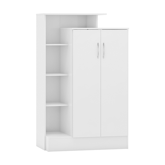 Read more about Mack high gloss wardrobe with 2 doors and open shelf in white