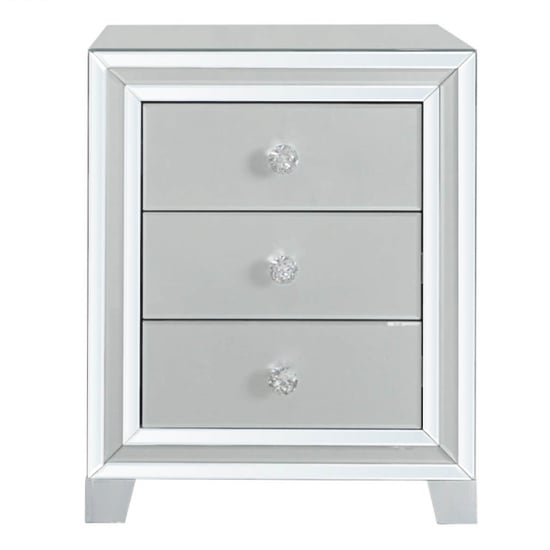 Photo of Mack mirrored bedside cabinet with 3 drawers in grey