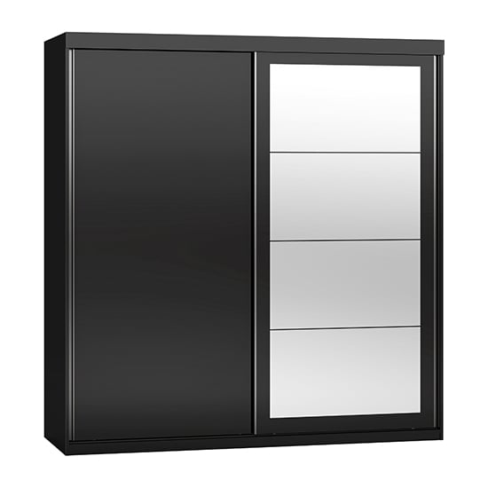 Read more about Mack mirrored high gloss sliding wardrobe with 2 doors in black