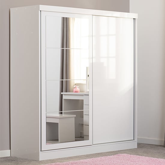 Read more about Mack mirrored high gloss sliding wardrobe with 2 doors in white