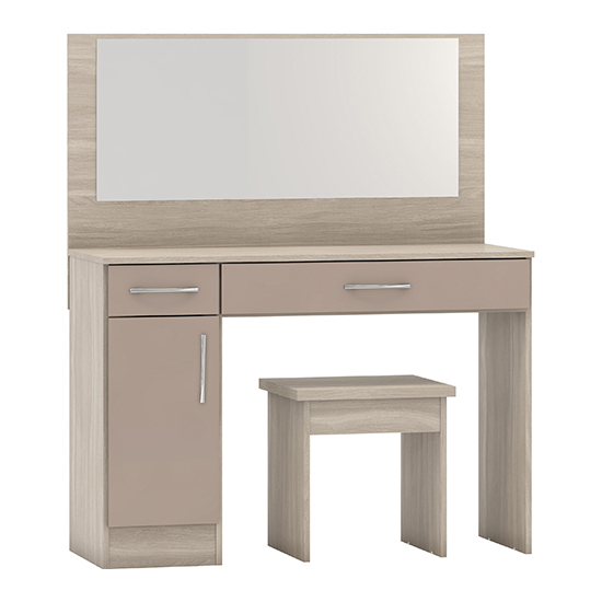 Read more about Mack gloss vanity and dressing table set in oyster and light oak