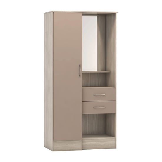 Read more about Mack gloss vanity wardrobe with 1 door in oyster and light oak