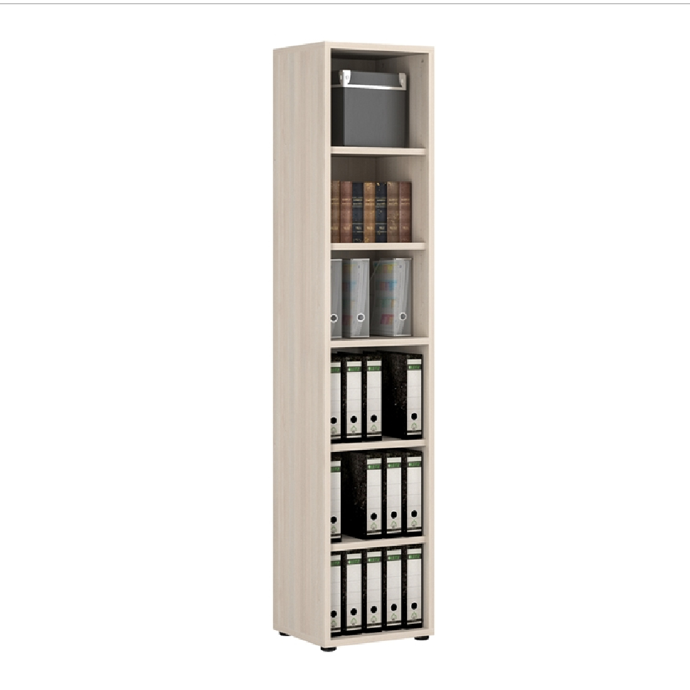 Product photograph of Macon Wooden Bookcase Narrow With 6 Shelves In Warm Mapple from Furniture in Fashion