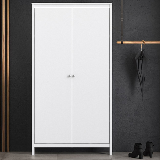 Photo of Macron wooden double door wardrobe in white