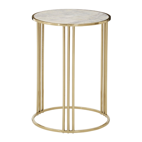 Macy Round Side Table In Gold | Furniture in Fashion