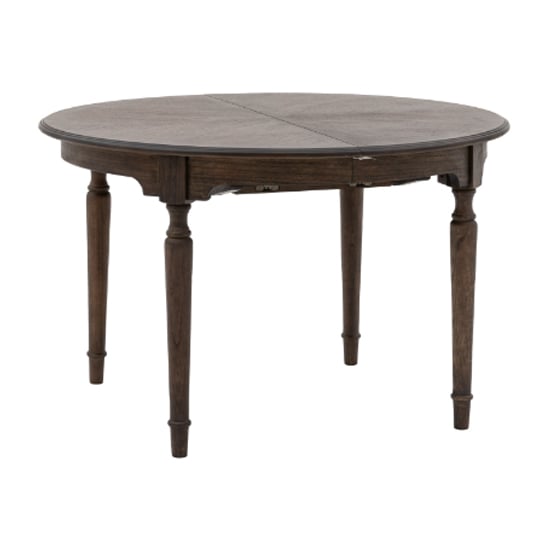 View Madisen round wooden extending dining table in coffee