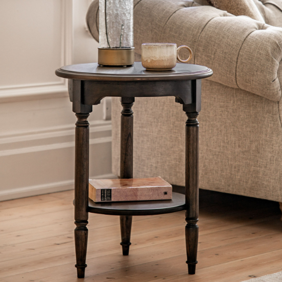 Photo of Madisen round wooden side table in coffee