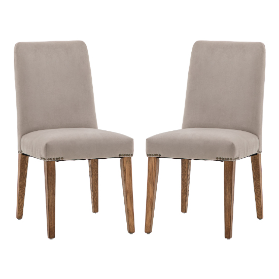 Read more about Madisen taupe velvet dining chairs in pair