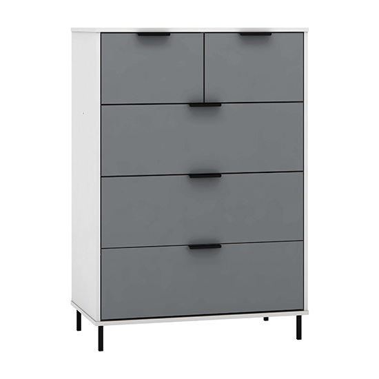 Read more about Madric high gloss chest of 5 drawers in grey and white