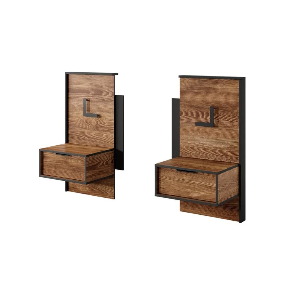 madrid chestnut oak wooden bedside cabinet with 2 doors in pair