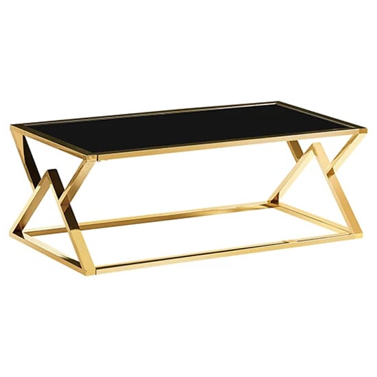 Magni Black Glass Coffee Table With Gold Metal Frame