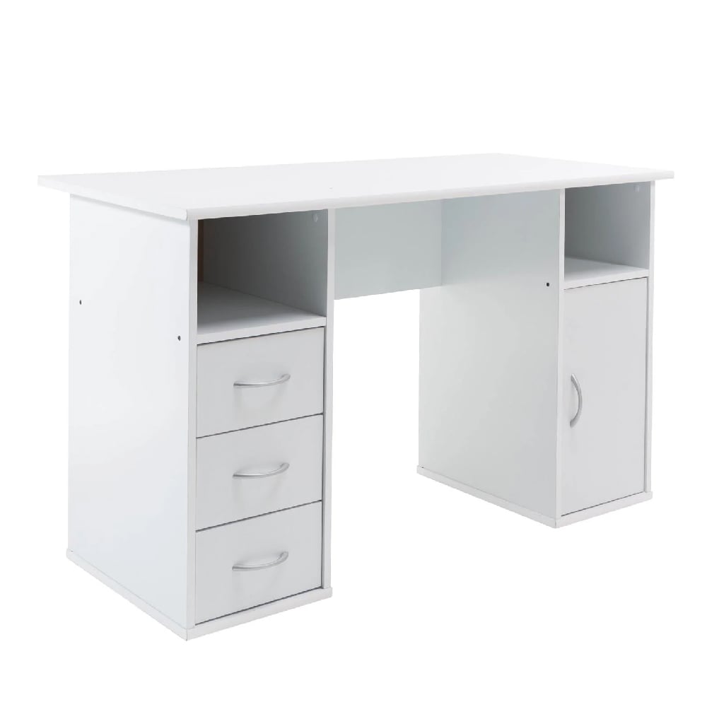 magnolia wooden laptop desk with 3 drawers in white