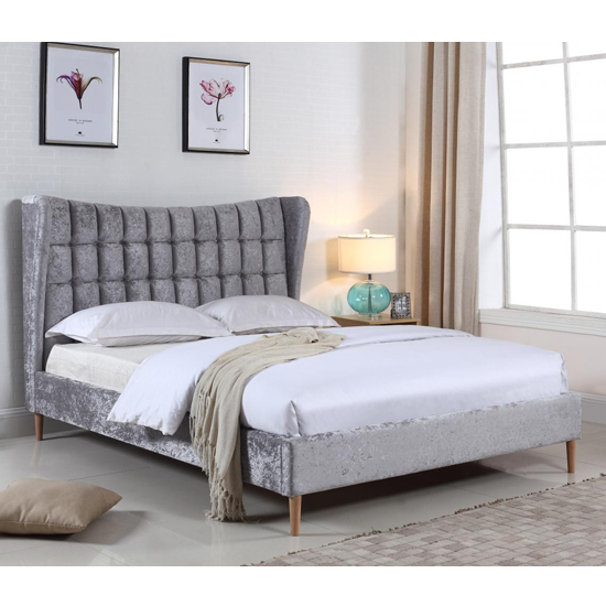 Product photograph of Maile Crushed Velvet Double Bed In Silver from Furniture in Fashion