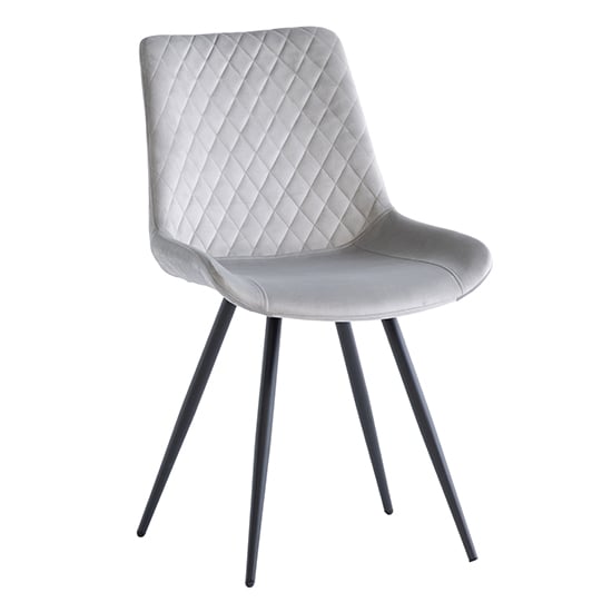 Product photograph of Maija Velvet Dining Chair In Silver With Black Legs from Furniture in Fashion