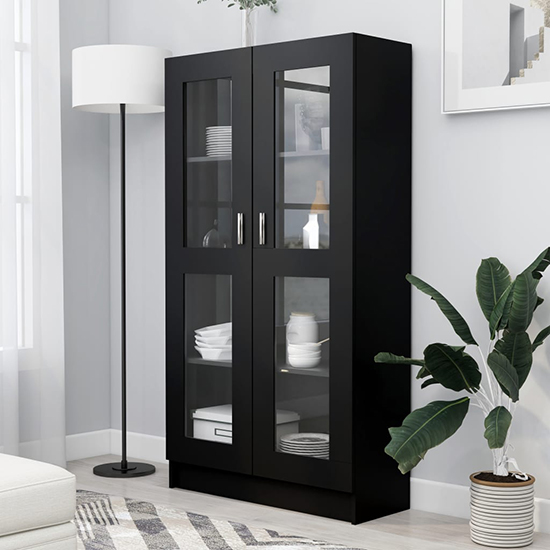 Read more about Maili tall wooden display cabinet with 2 doors in black