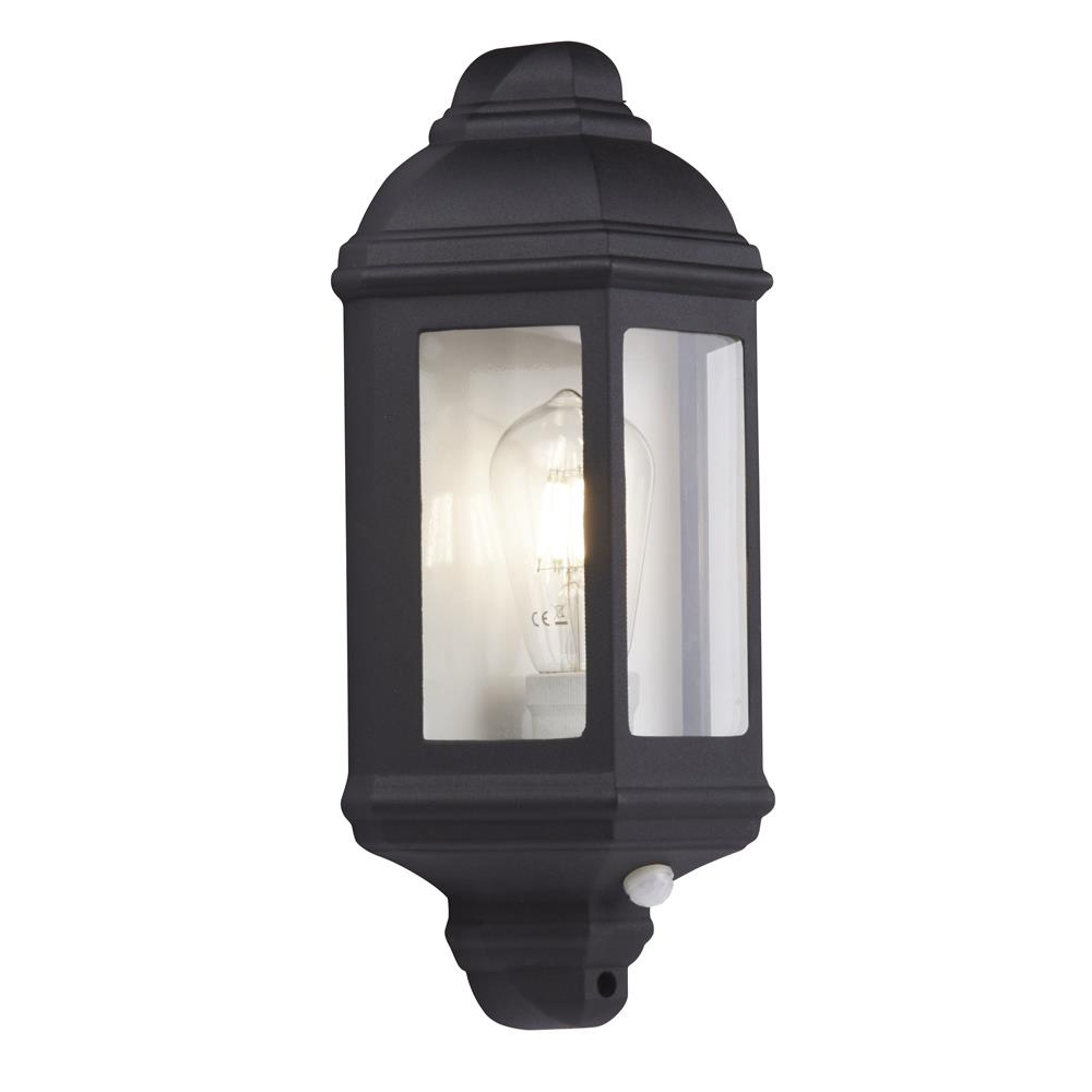 Product photograph of Maine Clear Glass Shade Metal Outdoor Wall Light In Black from Furniture in Fashion