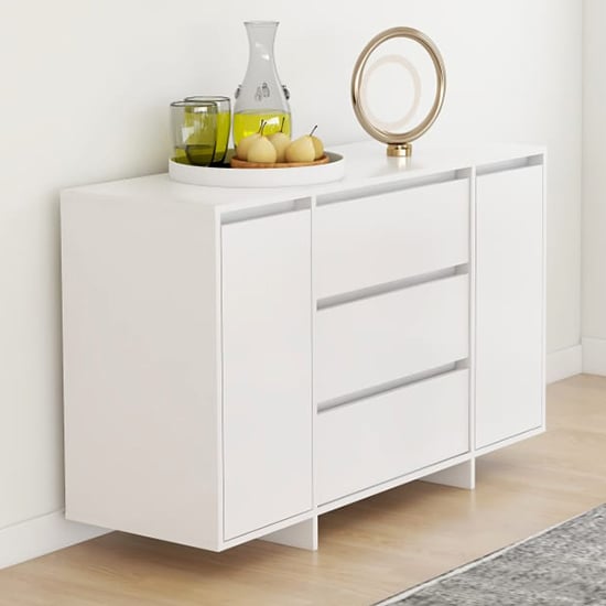Product photograph of Maisa Wooden Sideboard With 2 Doors 3 Drawers In White from Furniture in Fashion