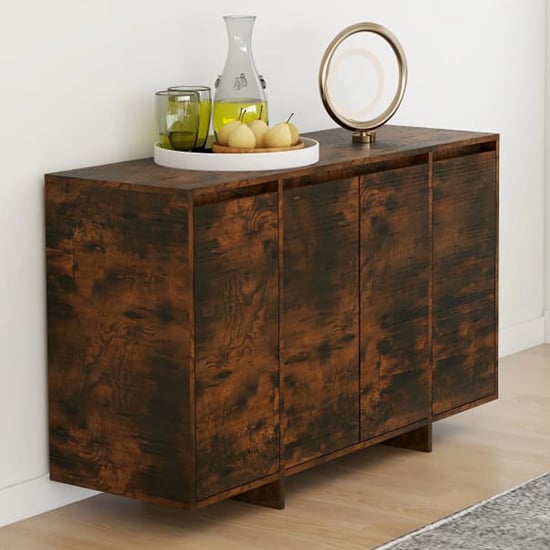 Product photograph of Maisa Wooden Sideboard With 4 Doors In Smoked Oak from Furniture in Fashion
