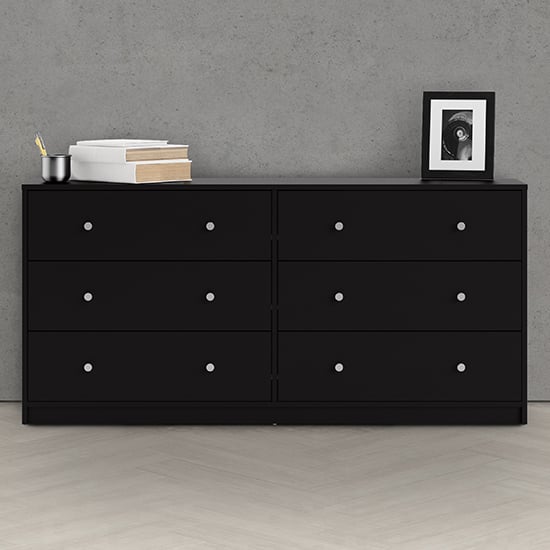 Product photograph of Maiton Wooden Chest Of 6 Drawers In Black from Furniture in Fashion