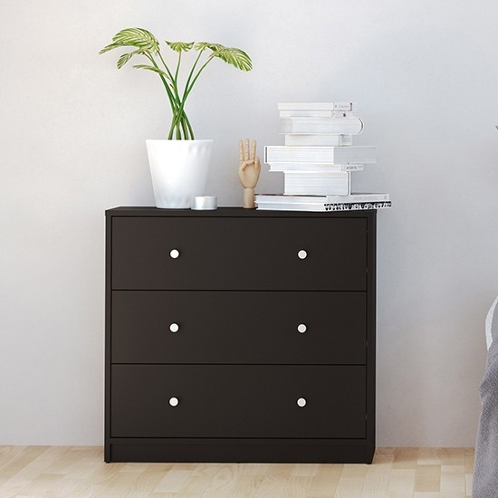 Photo of Maiton wooden chest of 3 drawers in black