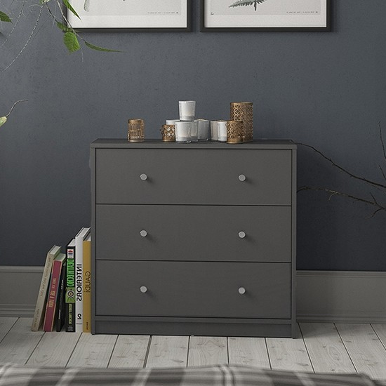 Photo of Maiton wooden chest of 3 drawers in grey