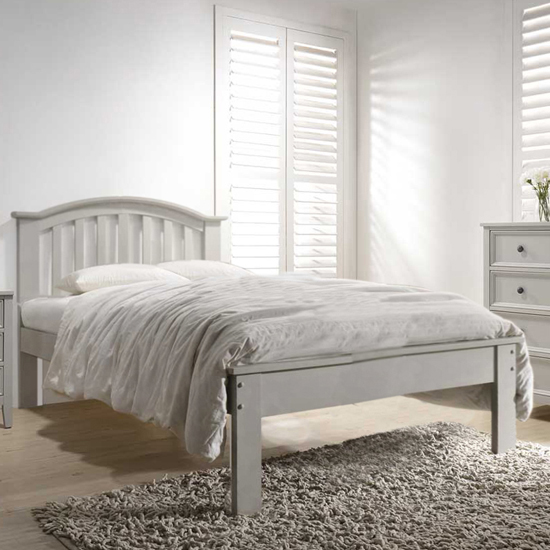 Photo of Mala curved wooden king size bed in clay