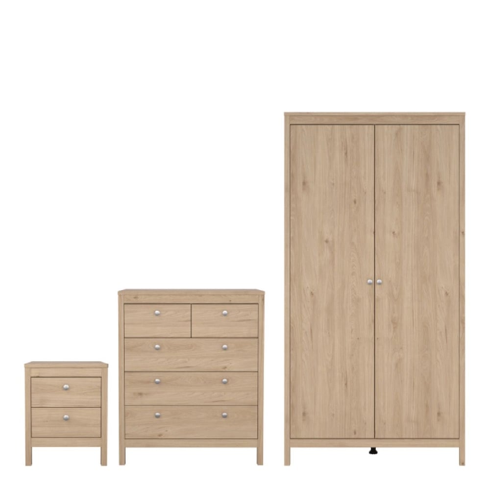 Product photograph of Malibu Wooden Bedroom Furniture Set With 2 Doors Wardrobe In Oak from Furniture in Fashion