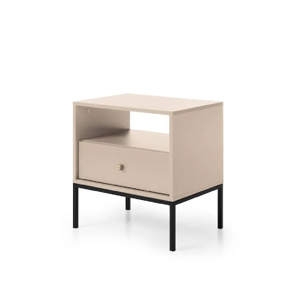 Read more about Malibu wooden bedside cabinet with 1 drawer in beige