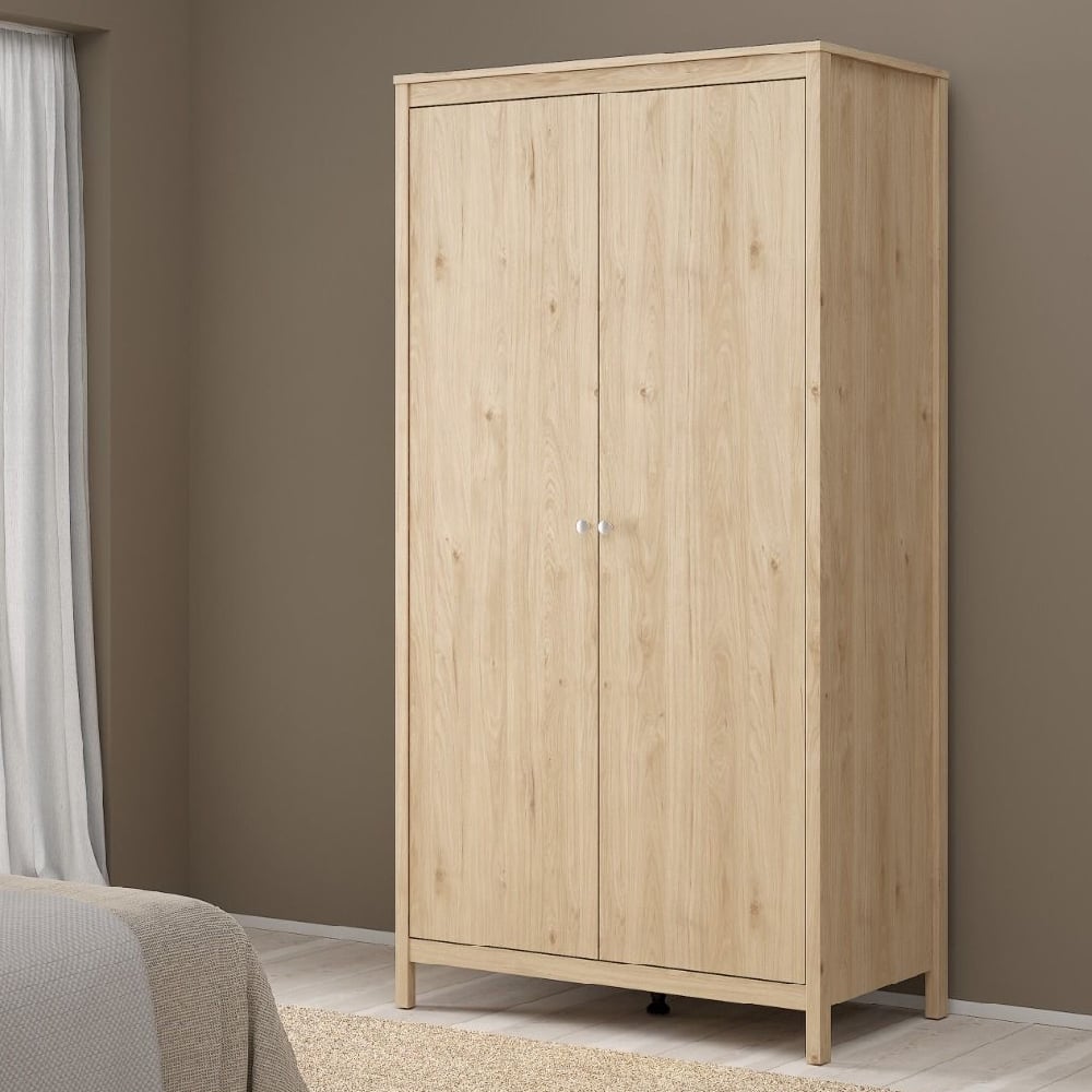 Product photograph of Malibu Wooden Wardrobe With 2 Doors In Oak from Furniture in Fashion