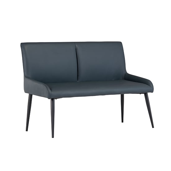 Product photograph of Malmo Faux Leather Dining Bench In Teal With Black Legs from Furniture in Fashion