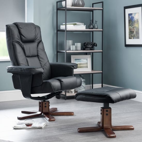 Photo of Maeryn faux leather swivel and recliner chair in black