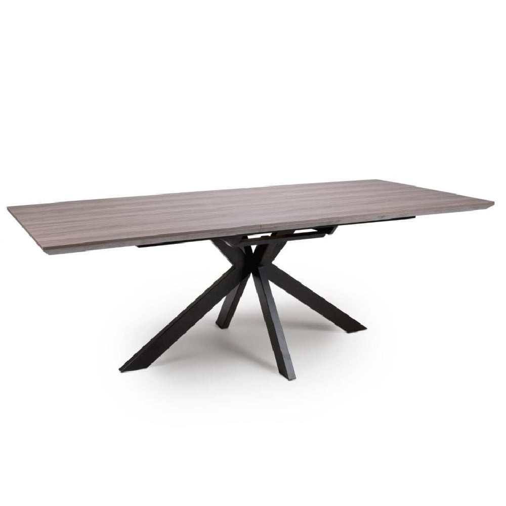 malone large wooden extending dining table in grey