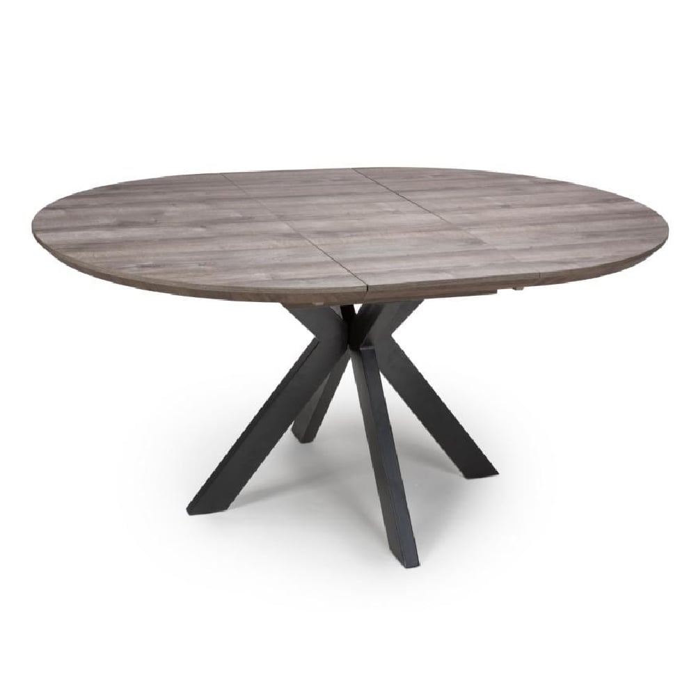 malone wooden extending round dining table in grey