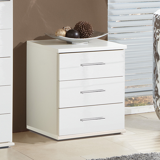 Product photograph of Malta Chest Of Drawers In High Gloss White With 3 Drawers from Furniture in Fashion