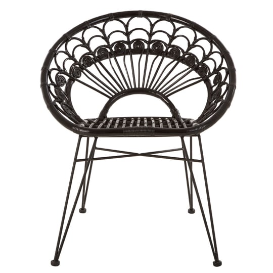 Product photograph of Hunor Black Kubu Rattan Chair With Black Iron Legs from Furniture in Fashion