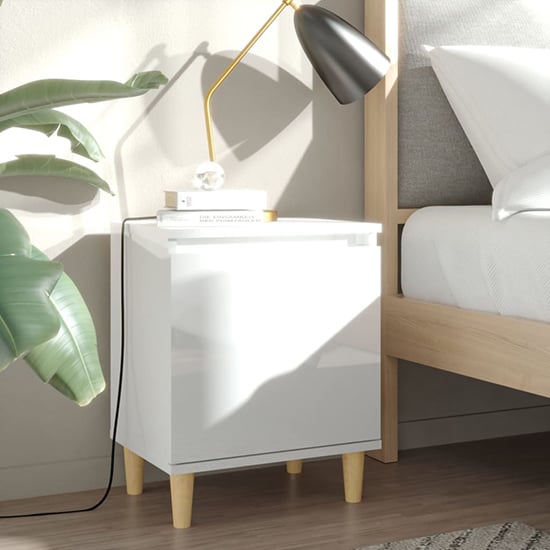 Product photograph of Manal High Gloss Bedside Cabinet With 1 Door In White from Furniture in Fashion