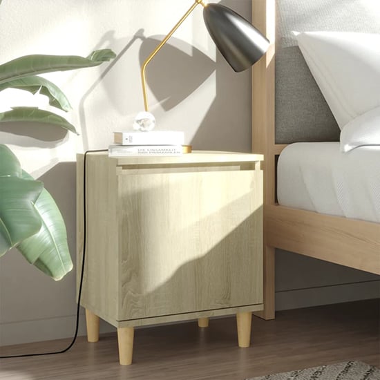 Product photograph of Manal Wooden Bedside Cabinet With 1 Door In Sonoma Oak from Furniture in Fashion